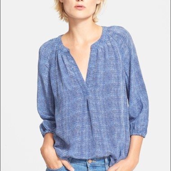 Joie Addie B Geometric Print Silk Blouse - Picture 1 of 5